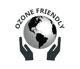 Ozone friendly icon with 3D Earth. 