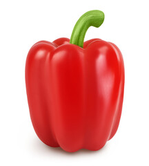 red sweet bell pepper isolated on white background