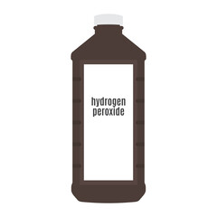 Hydrogen Peroxide, Hydrogen Peroxide Bottle, Plastic Brown Bottle, Bottle Icon, Medical Solution, Witch Hazel, Wound Solution, Vector Illustration Background