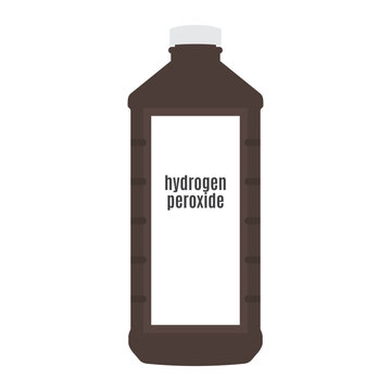 Hydrogen Peroxide, Hydrogen Peroxide Bottle, Plastic Brown Bottle, Bottle Icon, Medical Solution, Witch Hazel, Wound Solution, Vector Illustration Background