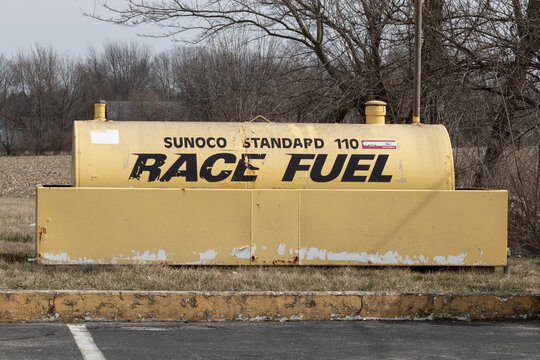 Sunoco Standard 110 octane leaded race fuel tank. Sunoco 110 octane is designed for compression ratios up to 13:1 in conventional V8 engines.