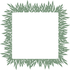 Herbal sqare frame. Hand painted plants, branches, leaves on white background. Greenery botanical wedding invitation. Watercolor style. Natural card design. All elements are isolated and editable.