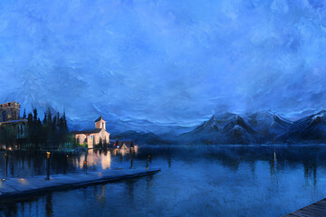 Fototapeta premium Lake Bled Countryside Generative AI Art