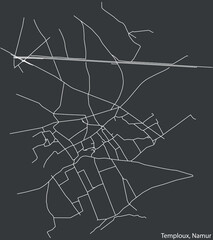 Detailed hand-drawn navigational urban street roads map of the TEMPLOUX DISTRICT of the Belgian city of NAMUR, Belgium with vivid road lines and name tag on solid background