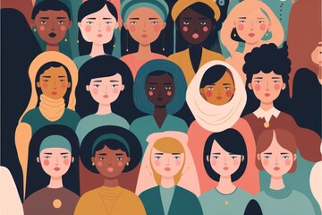 International Women's Day multiracial female empowerment, GENERATIVE AI