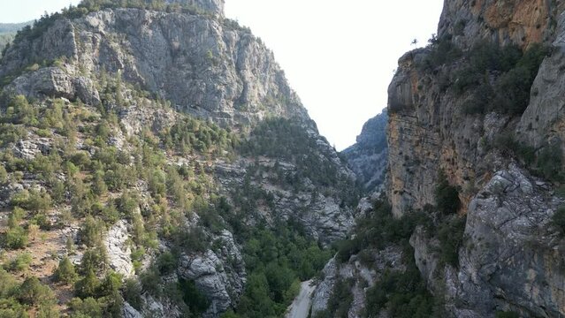Aerial images of dangerous canyons of Antalya region