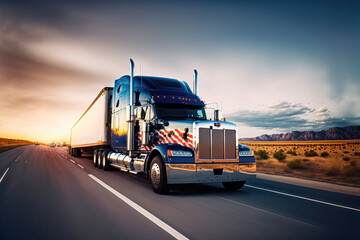 Fototapeta na wymiar Trucking Through the Day: A Transportation Background. Generative Ai