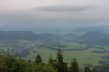 Mountain village , view from Velky Javornik, Beskid Mountains