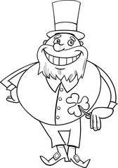 cartoon Leprechaun character on Saint Patrick Day coloring page
