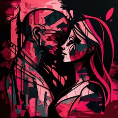 AI-generated abstract art. "Couple in love"