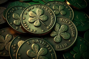 St. Patricks Day golden coins illustration created using generative AI.