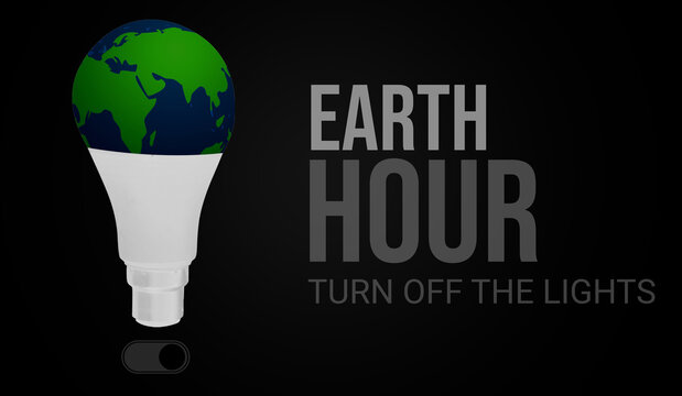 World Earth day background in bulb style with switched off bulb and typography