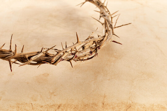 Crown Of Thorns On Vintage Paper Background