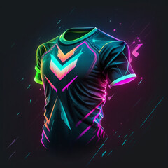 Fototapeta na wymiar colorful neon t-shirt, sports shirt, Generative AI