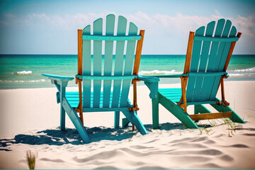 Relaxing in Style: Enjoying Summer Vacation Beach Chairs. Generative ai