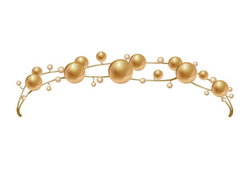 Golden tiara, golden pearl crown, hair ornament for wedding, holidays, celebrations for a beautiful girl