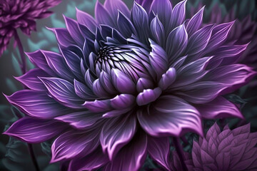 purple Abstract flower, figure Background, one colour concept, generative ai