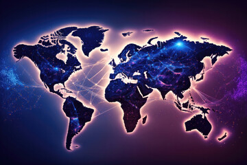Fototapeta na wymiar Building a Better World Together. Futurist world map. Generative Ai