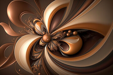 brown Abstract fluid, fractal, geometric figure Background, one colour concept, generative ai