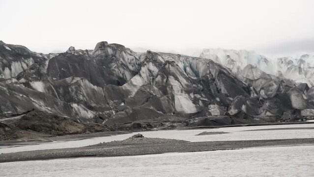Vatnajokull National park Glacier in summer season, Iceland. Panoramic view