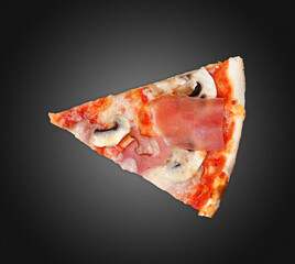 Piece of pizza on a dark background