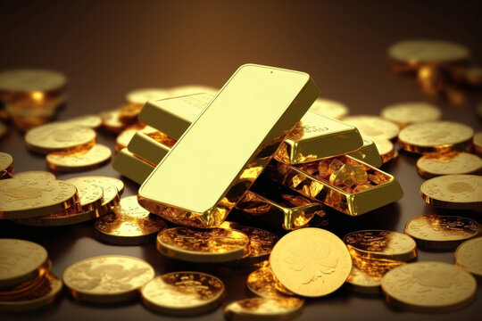 The Lustrous Beauty of Gold. Gold Lingot. Generative Ai