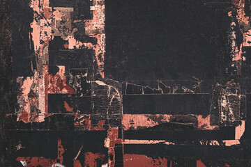 Adhesive tape scraps over old metallic panel, grunge texture