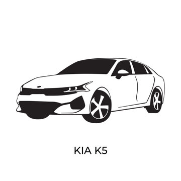 Vector silhouettes, icons of Kia brand cars
