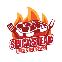 Steak Logo Design. Bbq Logo Vector  Design