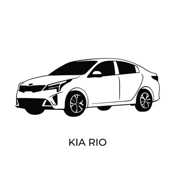 Vector silhouettes, icons of Kia brand cars