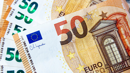 Euro banknotes money (EUR), currency of the European Union