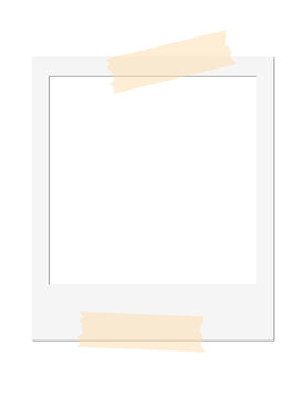 Isolated Blank White Polaroid Photo Frame with Tape