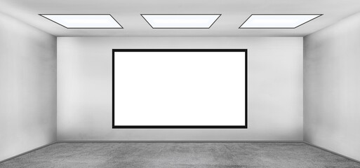 Blank tv screen on wall in room.