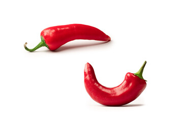 Red hot chili pepper isolated on a white background.