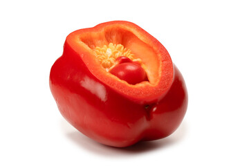 Red bell pepper isolated on white background.