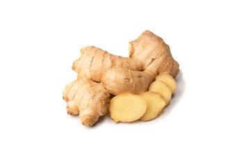 Ginger root isolated on white background.