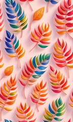 Vibrant Seamless Tiled Art Design of Exotic Palms, Lush Foliage, and Ornate Flora Patterns. Generative AI