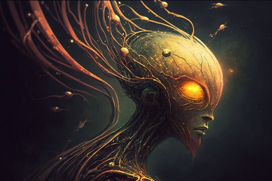 fantasy alien extra-terrestrial creature landscape art hyperdetailed portrait