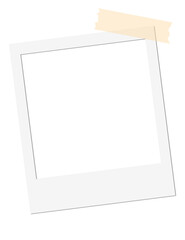 Isolated Blank White Polaroid Photo Frame with Tape