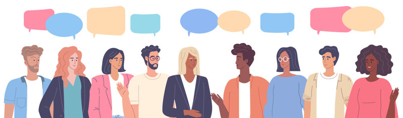 Obraz premium Young people hold a working meeting and communicate with each other