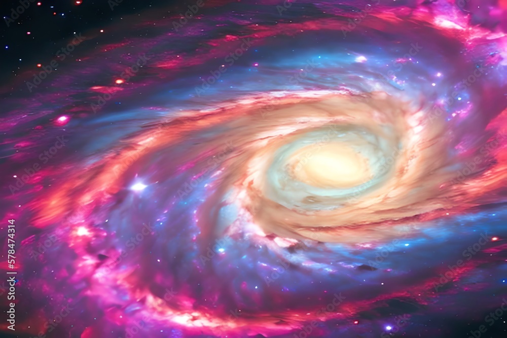 Wall mural colorful abstract spiral galaxy in space. generative ai