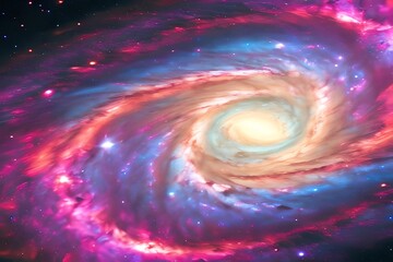 Obraz premium Colorful Abstract Spiral Galaxy In Space. Generative AI
