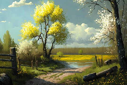 landscape with a tree oil painting artist