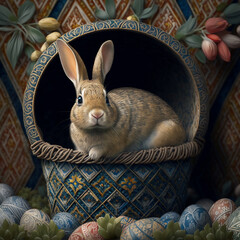 Hop into Easter with a Basket of Festive Eggs and a Bunny Friend
