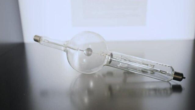Old Xray tube lamp in a museum of technology. High quality photo