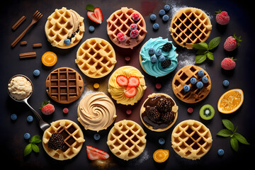 Delicious waffles with many ingredients. Generative AI