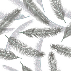 Floral palm tree foliage vector pattern.