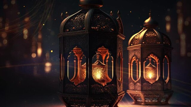 animated islamic background , ramadan kareem lamp UHD 4K 30 fps