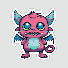 cute monster cartoon character vector icon illustration icon concept isolated premium vector flat Pro Vector