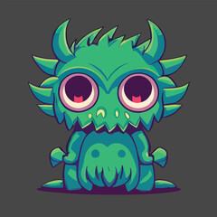 cute monster green vector art